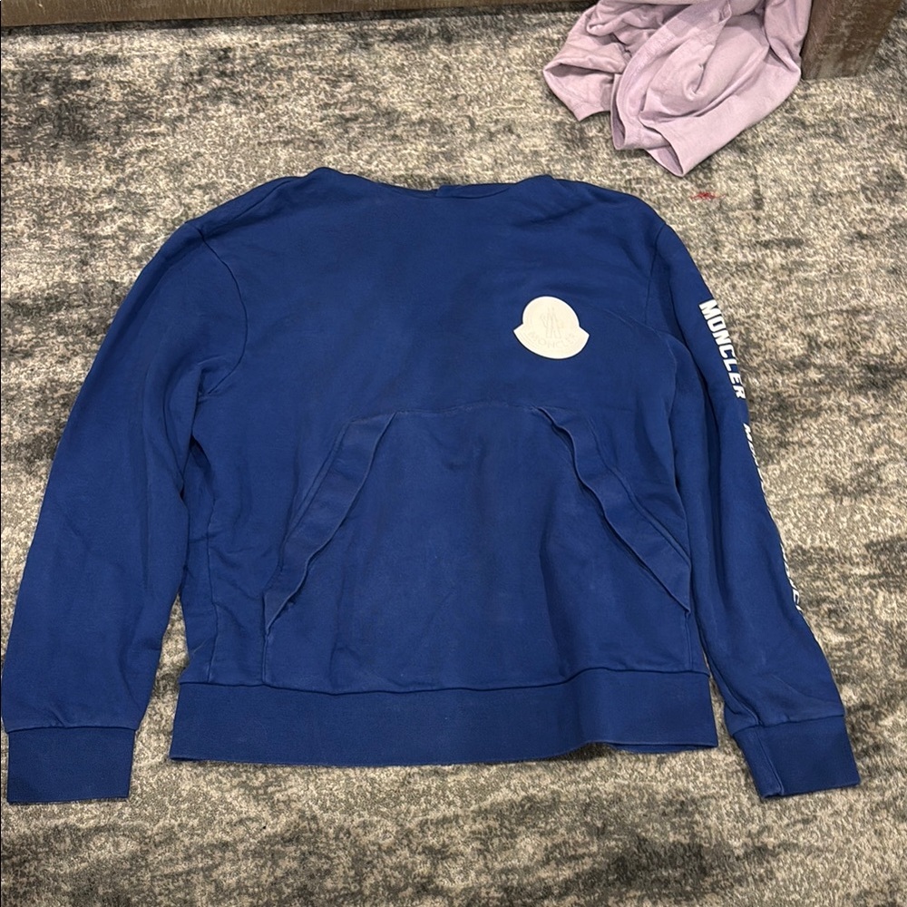 Moncler Royal Blue Sweatshirt with White Emblem